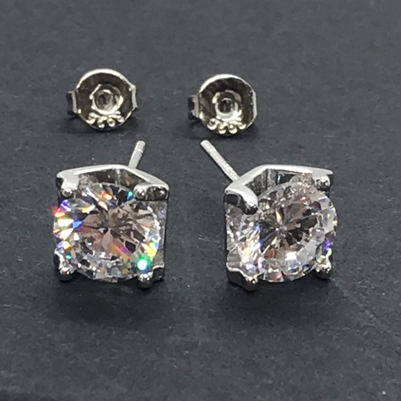 Sterling Silver 925 Cubic Zircon Stud Earrings - Picture 3 of 5